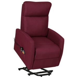 Podnoszony fotel masujący, rozkładany, fioletowy, obity tkaniną