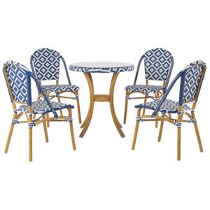 Zestaw ogrodowy stół i 4 krzesła niebiesko-biały RIFREDDO