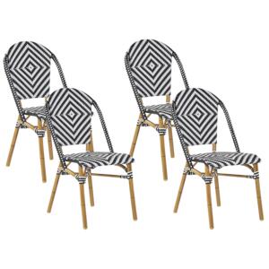 Zestaw 4 krzeseł ogrodowych wzór czarno-biały RIFREDDO