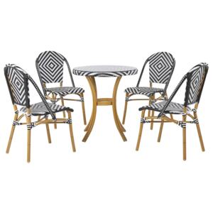 Zestaw ogrodowy stół i 4 krzesła czarno-biały RIFREDDO
