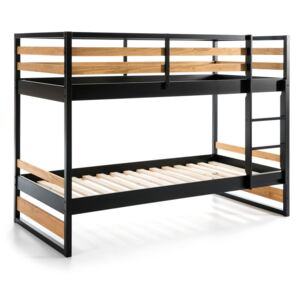 Czarno-brązowe łóżko piętrowe dla dzieci z konstrukcją z drewna sosnowego Marckeric Manhattan