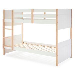 Białe łóżko piętrowe dla dzieci z nogami z drewna sosnowego Marckeric Kiara