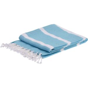Ręcznik hammam prostokątny, klasyczny jasnoniebieski w białe pasy 150x 90 cm
