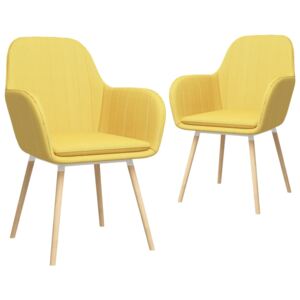 Krzesła z podłokietnikami, 2 szt., żółte, obite tkaniną