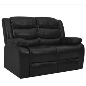 2-osobowa sofa rozkładana, czarna, sztuczna skóra