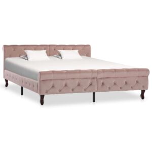 Rama łóżka, różowa, tapicerowana aksamitem, 160 x 200 cm