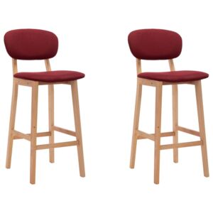 Krzesła barowe, 2 szt., winna czerwień, tapicerowane tkaniną