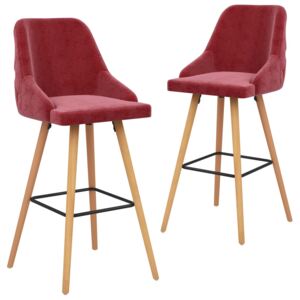 Krzesła barowe, 2 szt., winna czerwień, obite aksamitem