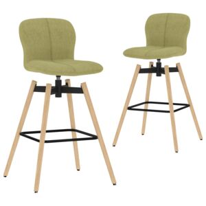 Obrotowe krzesła barowe, 2 szt., zielone, tkanina