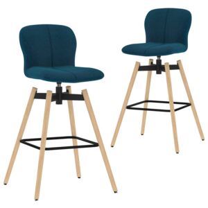 Obrotowe krzesła barowe, 2 szt., niebieskie, tkanina