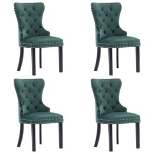 Krzesła stołowe, 4 szt., ciemnozielone, aksamitne