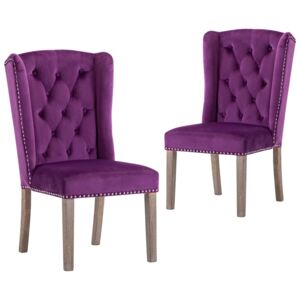 Krzesła stołowe, 2 szt., fioletowe, aksamitne