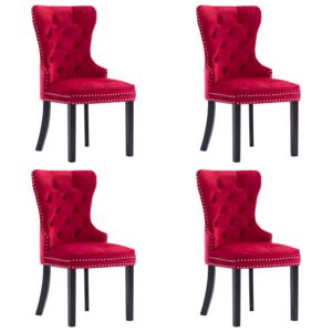 Krzesła stołowe, 4 szt., czerwone wino, aksamitne