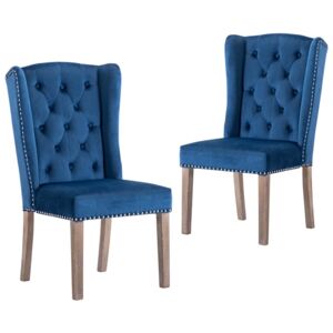Krzesła stołowe, 2 szt., niebieskie, aksamit