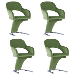 Krzesła stołowe, 4 szt., zielone, aksamitne