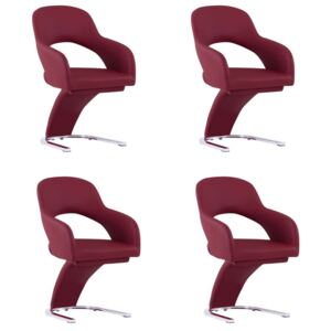 Krzesła stołowe, 4 szt., winna czerwień, sztuczna skóra
