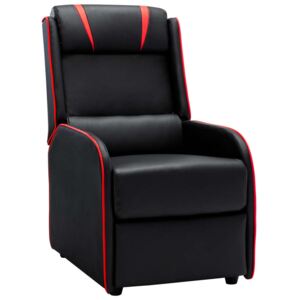 Fotel rozkładany, czarno-czerwony, sztuczna skóra