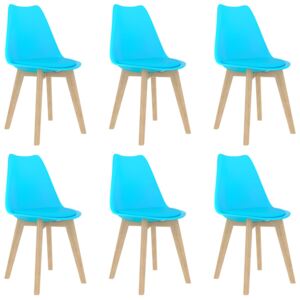 Krzesła stołowe, 6 szt., niebieskie, plastik