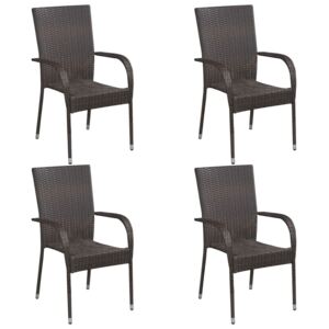 Sztaplowane krzesła ogrodowe, 4 szt., polirattan, brązowe