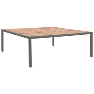 Stół ogrodowy, szary, 200x200x74 cm, rattan PE i akacja