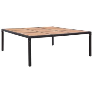 Stół ogrodowy, czarny, 200x200x74 cm, rattan PE i drewno akacji