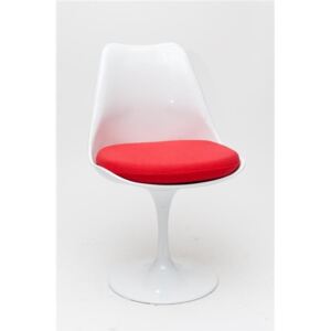 Krzesło Tul białe/czerwona poduszka - Biały || Czerwony