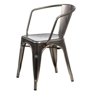 Krzesło Paris Arms w kolorze metalu inspirowane Tolix - Grafitowy