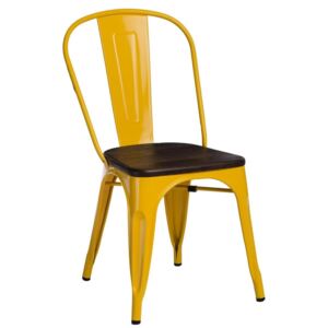 Krzesło Paris Wood żółte sosna szczot. - Żółty || Brązowy