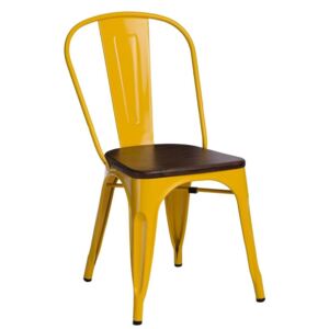 Krzesło Paris Wood żółte sosna orzech - Żółty || Brązowy