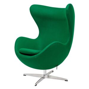 Fotel EGG CLASSIC zielony.75 - wełna, podstawa chromowana