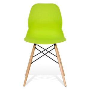Krzesło LEAF DSW PREMIUM zielone - polipropylen, podstawa bukowa