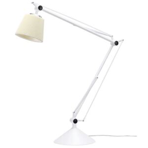 Lampa biurkowa RAYON ARM TABLE biała - LED, klosz z tkaniny - Biały || Kremowy