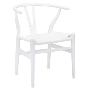 Krzesło WISHBONE białe - drewno bukowe, białe włókno