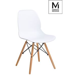 MODESTO krzesło LEAF WOOD białe - polipropylen, podstawa bukowa