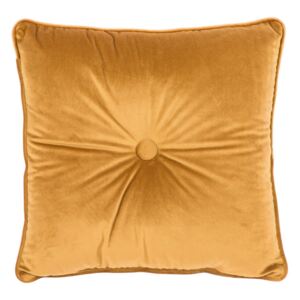 Ciemnożółta poduszka Tiseco Home Studio Velvet Button, 45x45 cm