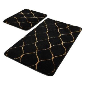 Zestaw 2 czarnych prostokątnych dywaników łazienkowych Chilai Gold Wave