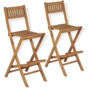 Składane krzesła barowe, 2 szt., lite drewno tekowe
