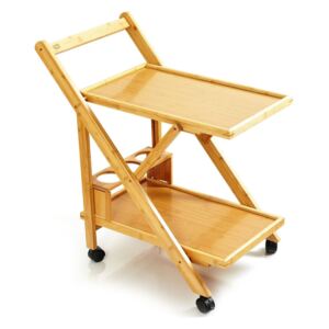Blumfeldt Wózek do serwowania, 2 poziomy, 4 rolki, 66x70x40,5cm (szer. x wys. x gł.), bambus
