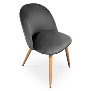 Bettso Kubełkowe krzesło tapicerowane SOLO - ciemny szary / noga dąb