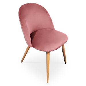 Bettso Krzesło tapicerowane do salonu SOLO - antyczny róż / noga dąb