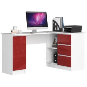Biurko nowoczesne z szufladami biały + czerwony połysk - Osmen 6X