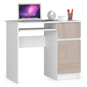 Młodzieżowe biurko białe - cappuccino z półkami połysk Strit 6X