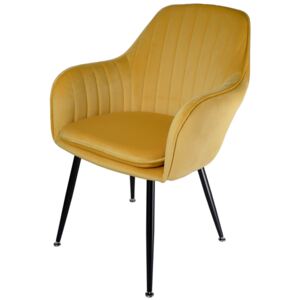 Foho krzesło tapicerowane żółte - welur