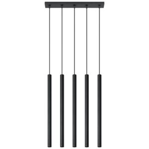 SOLLUX Lampa LISTWA Wisząca Sufitowa Zwis Nad Stół Stolik ŻYRANDOL PASTELO 5 KLOSZY CZARNY