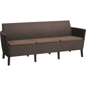 Ogrodowa polirattanowa sofa SALEMO - trzyosobowa, brązowa