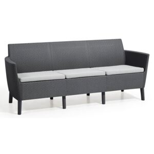 Ogrodowa polirattanowa sofa SALEMO - trzyosobowa, grafitowa