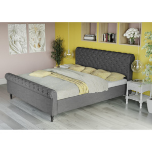 Łóżko z materacem tapicerowane 160x200 1130 ciemnoszare