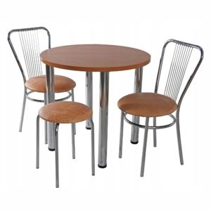 Stół koło 68 cm + 2 krzesła vega + taboret; pufa