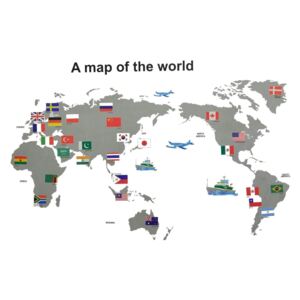 Naklejka na ścianę Mapa Świata Flagi WS-0232