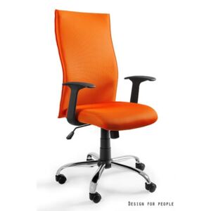 Fotel Biurowy Unique BLACK on BLACK PS pomarańczowy